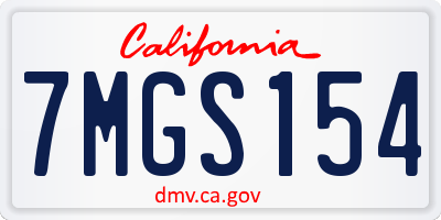 CA license plate 7MGS154
