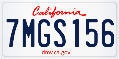 CA license plate 7MGS156
