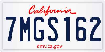 CA license plate 7MGS162