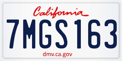 CA license plate 7MGS163