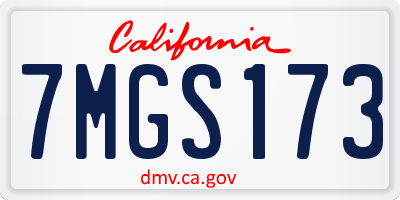 CA license plate 7MGS173