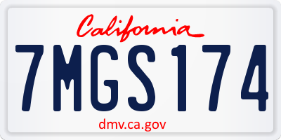 CA license plate 7MGS174