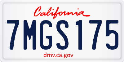 CA license plate 7MGS175