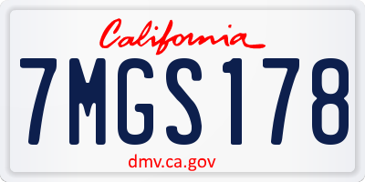 CA license plate 7MGS178