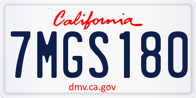 CA license plate 7MGS180