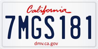 CA license plate 7MGS181