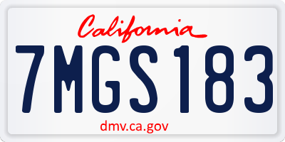 CA license plate 7MGS183