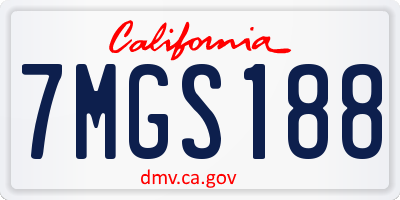 CA license plate 7MGS188