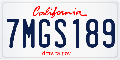 CA license plate 7MGS189