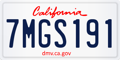 CA license plate 7MGS191