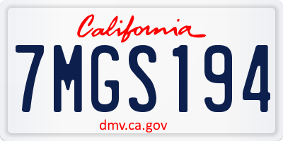 CA license plate 7MGS194