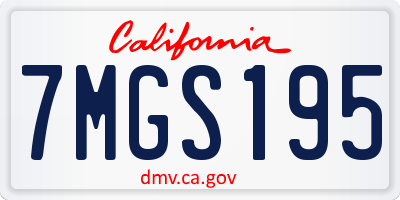 CA license plate 7MGS195