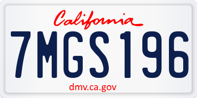 CA license plate 7MGS196