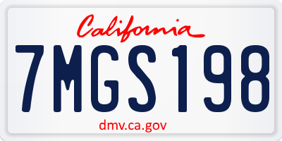CA license plate 7MGS198