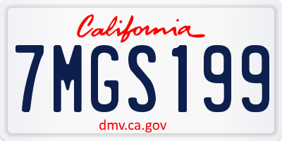 CA license plate 7MGS199