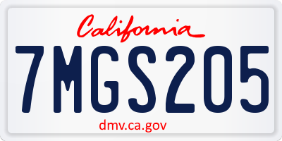 CA license plate 7MGS205