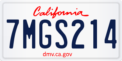 CA license plate 7MGS214