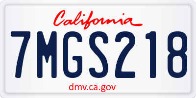 CA license plate 7MGS218