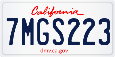 CA license plate 7MGS223