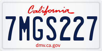 CA license plate 7MGS227