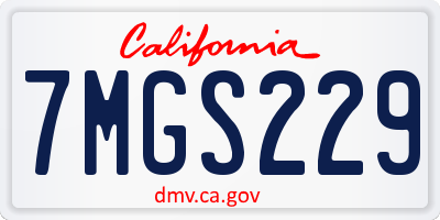 CA license plate 7MGS229