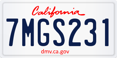 CA license plate 7MGS231