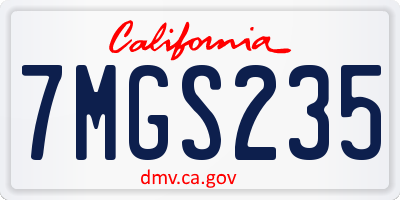 CA license plate 7MGS235
