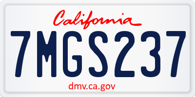 CA license plate 7MGS237