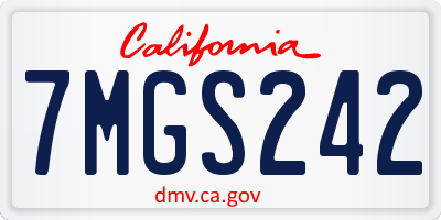 CA license plate 7MGS242