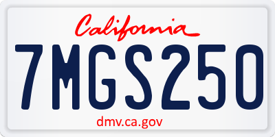 CA license plate 7MGS250