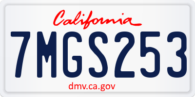 CA license plate 7MGS253