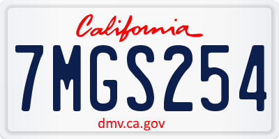 CA license plate 7MGS254