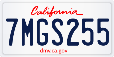 CA license plate 7MGS255