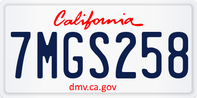CA license plate 7MGS258