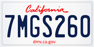 CA license plate 7MGS260