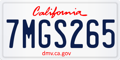 CA license plate 7MGS265
