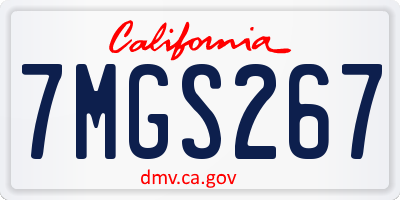 CA license plate 7MGS267
