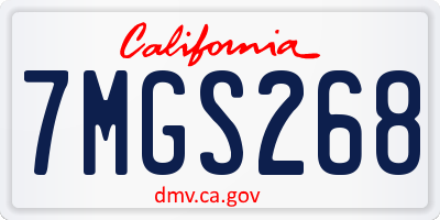 CA license plate 7MGS268