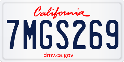 CA license plate 7MGS269