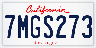 CA license plate 7MGS273
