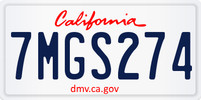 CA license plate 7MGS274