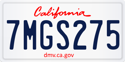 CA license plate 7MGS275