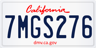 CA license plate 7MGS276
