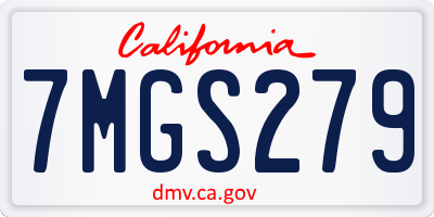 CA license plate 7MGS279