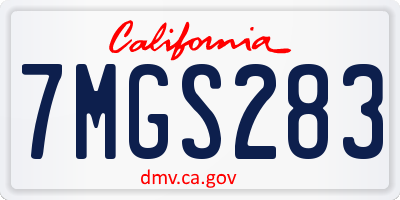 CA license plate 7MGS283