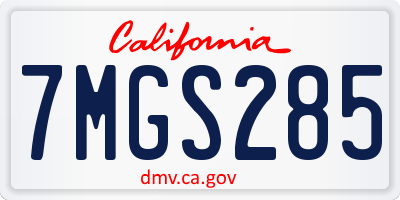 CA license plate 7MGS285