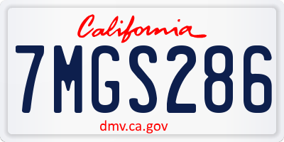CA license plate 7MGS286