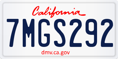 CA license plate 7MGS292