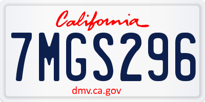 CA license plate 7MGS296