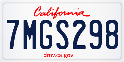 CA license plate 7MGS298